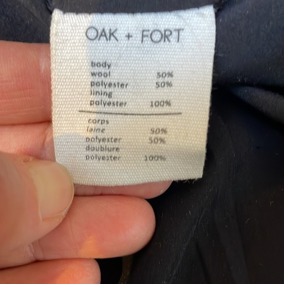 Oak + fort womens cocoon wool coat XS long zipper shawl scarf attached black - Picture 7 of 13